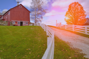 Farm Image with Sunset