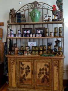 Pickle Cottage jars on beautiful display shelf