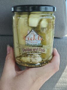 A jar of our delicious Pickles and Pods